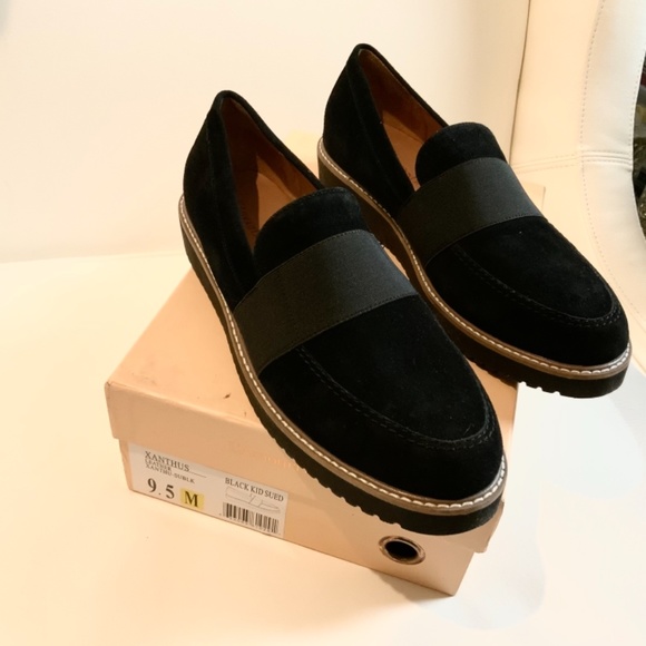 L'Amour Shoes Lamour Des Pieds Xanthus Black Suede Leather Platform Flat Loafer Sneaker